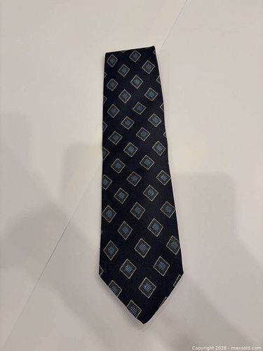 Vintage Giorgio Armani Cravatte Navy Blue Silk Geometric Diamond Necktie (1 of 3)