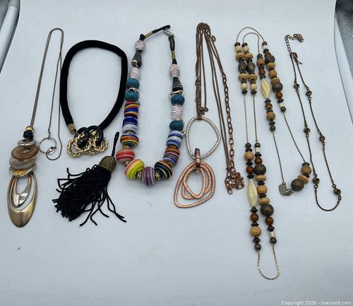 collection of bohemian, statement, and artisanal costume jewelry necklaces (1 of 7)