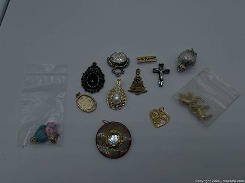 collection of vintage and devotional charms, pendants, and small jewelry components (1 of 13)