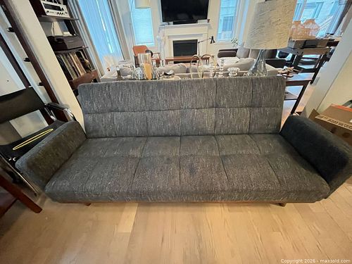 Gray Charcoal 3-Seater Fabric Sofa, Mid-Century Contemporary (1 of 4)