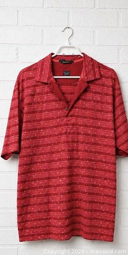 Nike Golf Red Striped Mercerized Cotton Polo Shirt - Size M (1 of 6)