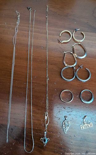 Mixed Jewelry Lot 14k Gold Necklaces, Hoops, Rings, Pendants (10 pcs) (1 of 12)