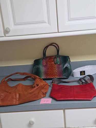Croc-Embossed Tan Leather Crossbody Hobo Handbag (1 of 9)