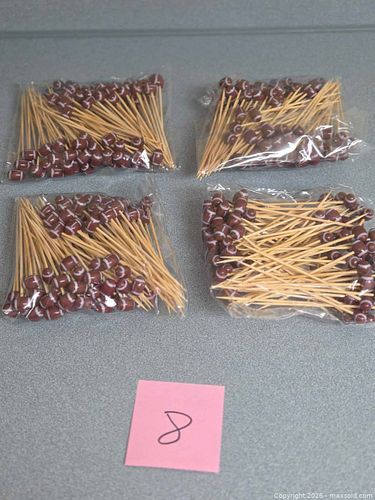 Football-Themed Wooden Cocktail Picks with Plastic Football Toppers (1 of 3)