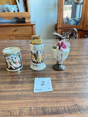 Capodimonte Porcelain Ewer, Figural Lighter Cover & Tumbler (1 of 7)