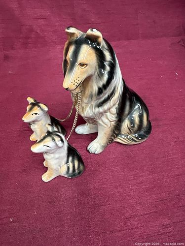 Vintage Mid-Century Porcelain Dog Figurine Set, 3 Pieces (1 of 3)