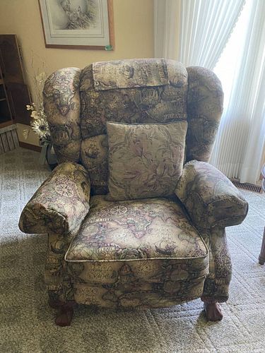Map Patterned Recliner Chair. C (1 of 7)