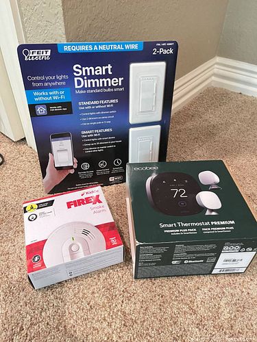 Lot of 3 Smart Home Devices: ecobee Thermostat, Feit Dimmer, Kidde Smoke Alarm (1 of 4)