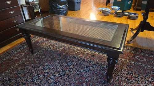 Dark Brown Wood and Glass Coffee Table B (1 of 10)