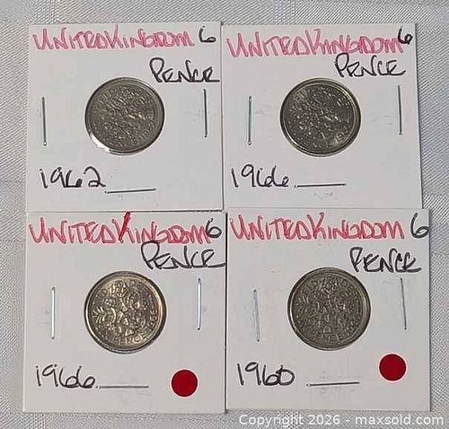 United Kingdom 6 pence coin lot of 4 (1 of 11)
