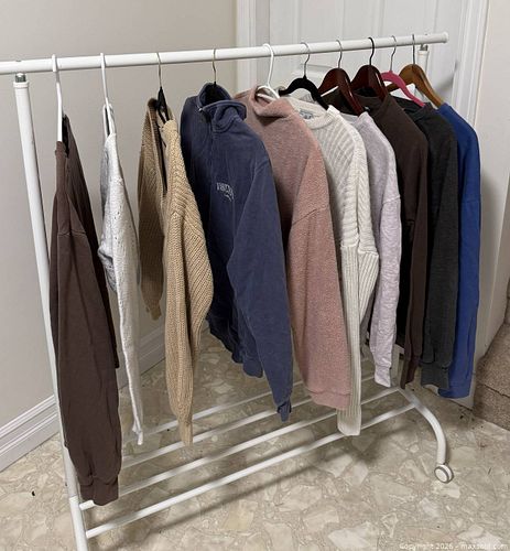 Assorted women's clothing lot: xs to m tops, hoodies, and fleece jackets (1 of 11)