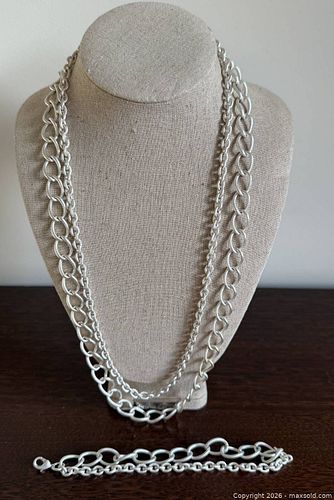 Stella & dot silver tone layered chain necklace and bracelet set (1 of 3)