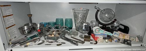 Vintage Glass Globe Decanter Set with Assorted Glassware & Ephemera (1 of 8)