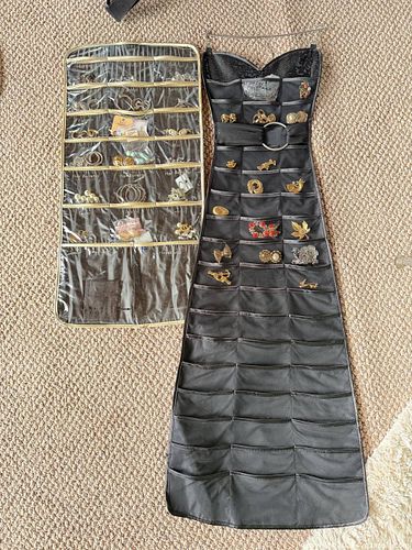Full-Length Black Hanging Jewelry Organizer with Clear Pockets with assorted Jewelry (1 of 5)