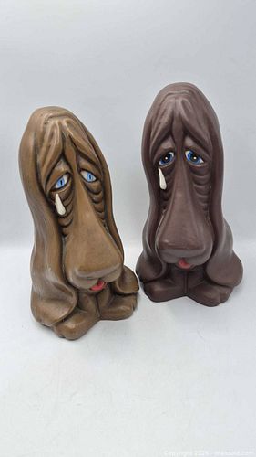 Pair of Ceramic Basset Hound Statues (1 of 8)