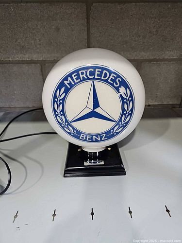 Mercedes-Benz Glass Globe Table/Display Lamp with Metal Base (1 of 7)
