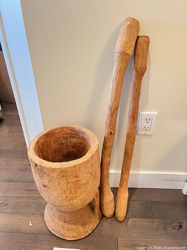Vintage African Hand-Carved Wooden Mortar & Pestle (1 of 14)