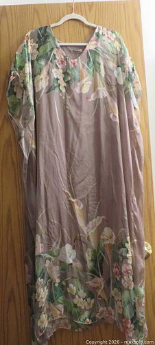 Meo Meli Silk Floral Scarf One Size Taupe/Green/Pink (1 of 4)