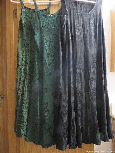 Violet Kay & Braja Rayon Dresses, Green/Black, 1X & One Size (1 of 10)
