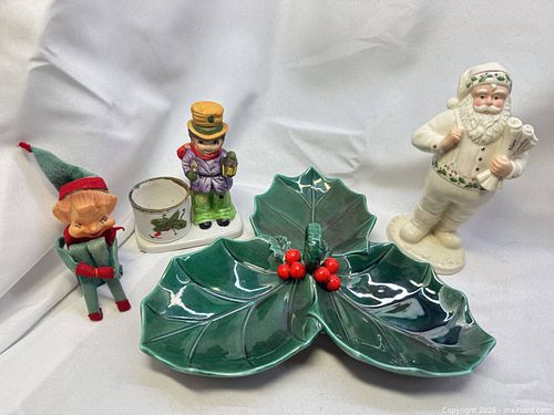 Vintage Mid-Century Holiday Figurine & Serving Dish Set (1 of 11)
