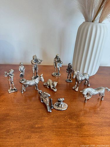 Vintage Pewter & Silver-Plated Miniature Figurines, 10+ Pieces (1 of 5)