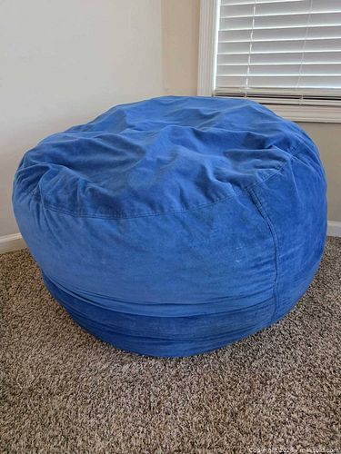 Blue Royal Microsuede Large Bean Bag Chair, Memory Foam (1 of 3)