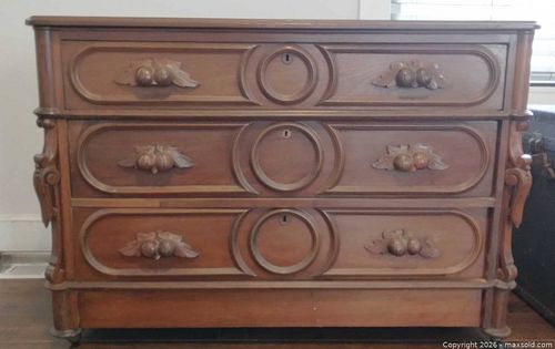 Antique Victorian dresser with carved fruit pulls (1 of 15)
