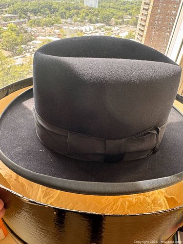 Vintage 1950s Royal De Luxe Stetson St. Regis Homburg Hat Size 7-3/8 Long Oval with box (1 of 9)