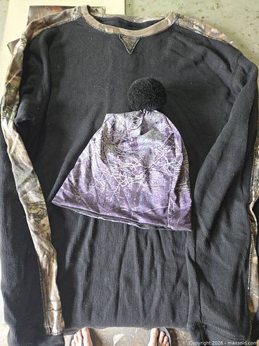 Mens long sleeve shirt with camoflauge and camoflauge hat (1 of 2)