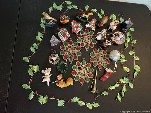 Vintage Christmas Ornament Collection – Flocked Animals, Folk Art & Jeweled Decorations (1 of 15)