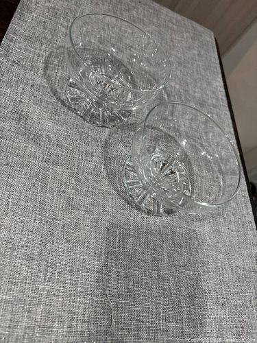 Clear Textured Glass Serving Platter & Dessert Bowls, Lot of 3 (1 of 6)
