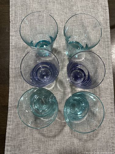 Lot of 6 Assorted Aqua/Blue Glass Tumblers 12–16 oz (1 of 4)
