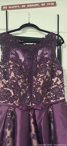 Purple Plum Satin Ball Gown Evening/Prom Dress, Size M (1 of 3)