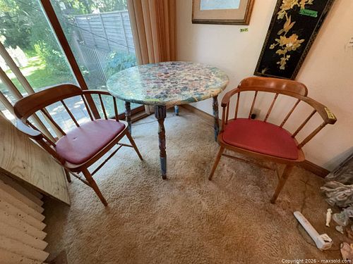 Wooden Armchairs and Floral Decorated Table (1 of 14)