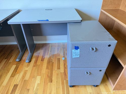 Gray Laminate and Metal Desk with Mobile File Cabinet (2 Pieces) (1 of 8)