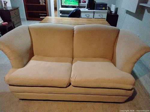 Sklar-Peppler Cream 2-Seater Loveseat, Fabric Upholstery (1 of 9)
