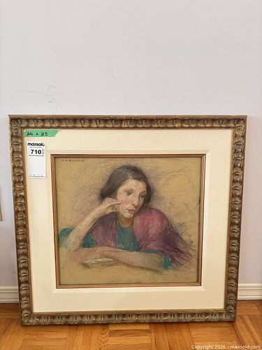Mary A. Eastlake — Girl in a Purple Shawl, Pastel on Paper (1 of 11)