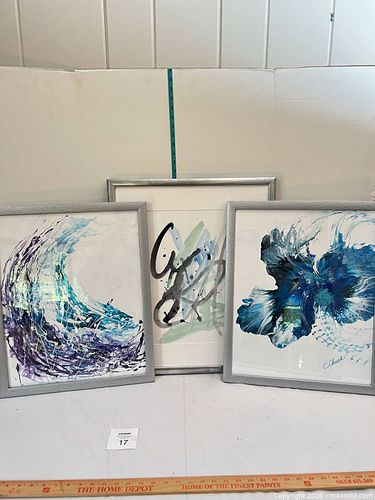 Set of 3 Framed Abstract Modern Portrait Wall Art, 18 x 24 in - O (1 of 11)