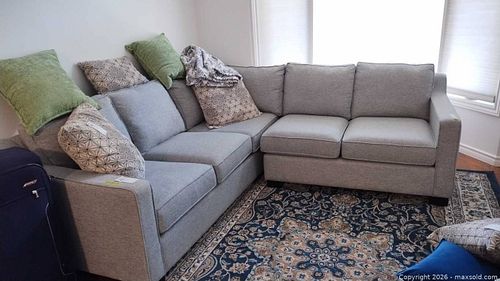 Gray Fabric L-Shaped Sectional Sofa D (1 of 12)