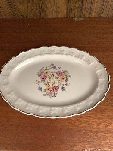 Porcelain Floral Serving Platter with Gold Trim, about 10 in (1 of 4)