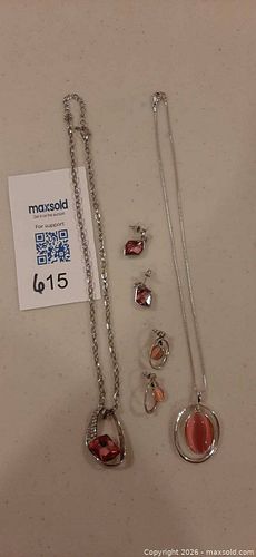 Silver-tone & pink costume jewelry  (1 of 4)