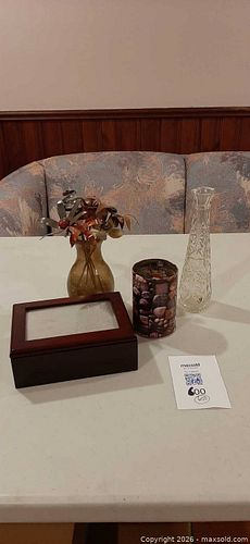 Wood, glass, metal and wax decor (1 of 9)