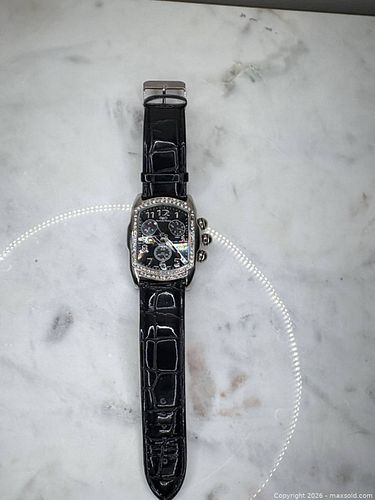 B&C / Beverly Hills Co. Quartz Chronograph Watch, Genuine Leather Band (1 of 6)