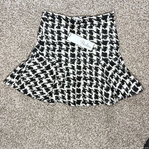 Parker Houndstooth A-Line Mini Skirt, Size 2, Black/White (1 of 5)