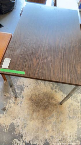 48" x 30" Industrial Dark Brown Veneer Table with Metal Legs (1 of 6)