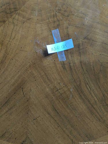 Round 45" Wood Veneer Coffee Table, Cream Painted Base (1 of 6)