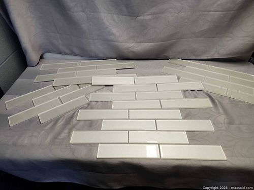 White Glossy Glass Subway Mosaic Backsplash Tiles, 4 Sections (1 of 4)