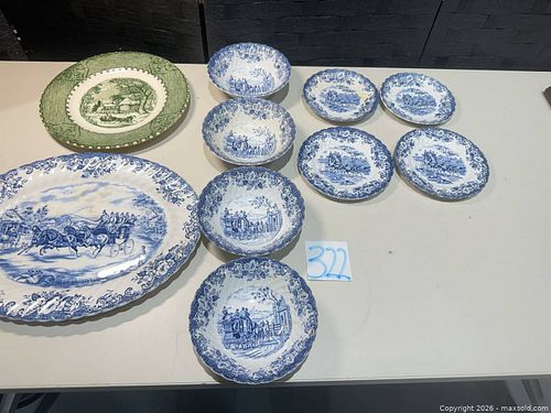 Johnson Bros Ironstone Transferware Lot - Coaching Scenes (10 pcs) (1 of 9)