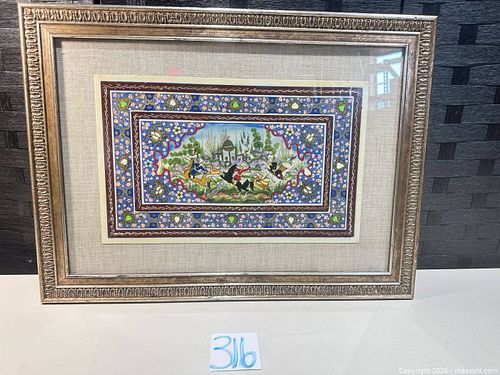 Vintage Persian Oil on Board Framed Artwork in Gilded Frame (1 of 17)