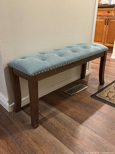 Teal Blue Tufted Bench (1 of 4)